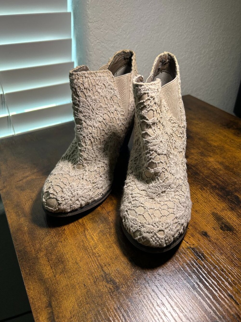 Not Rated Taupe Lace Booties, Women's Size 8.5